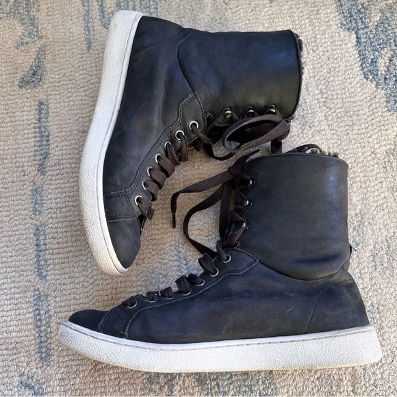 UGG STARLYN SHEEP SKIN SHERPA LINED HIGH TOP SNEAKERS BOOTS SIZE 10 BLACK - Picture 10 of 10
